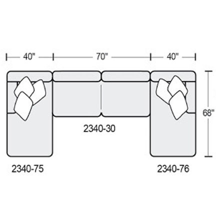 Layout B: Three Piece Sectional 68" x 150" x 68"