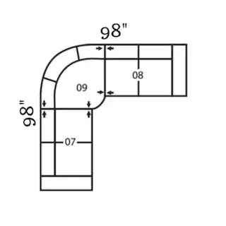 Layout G: Three Piece Sectional 98" x 98"