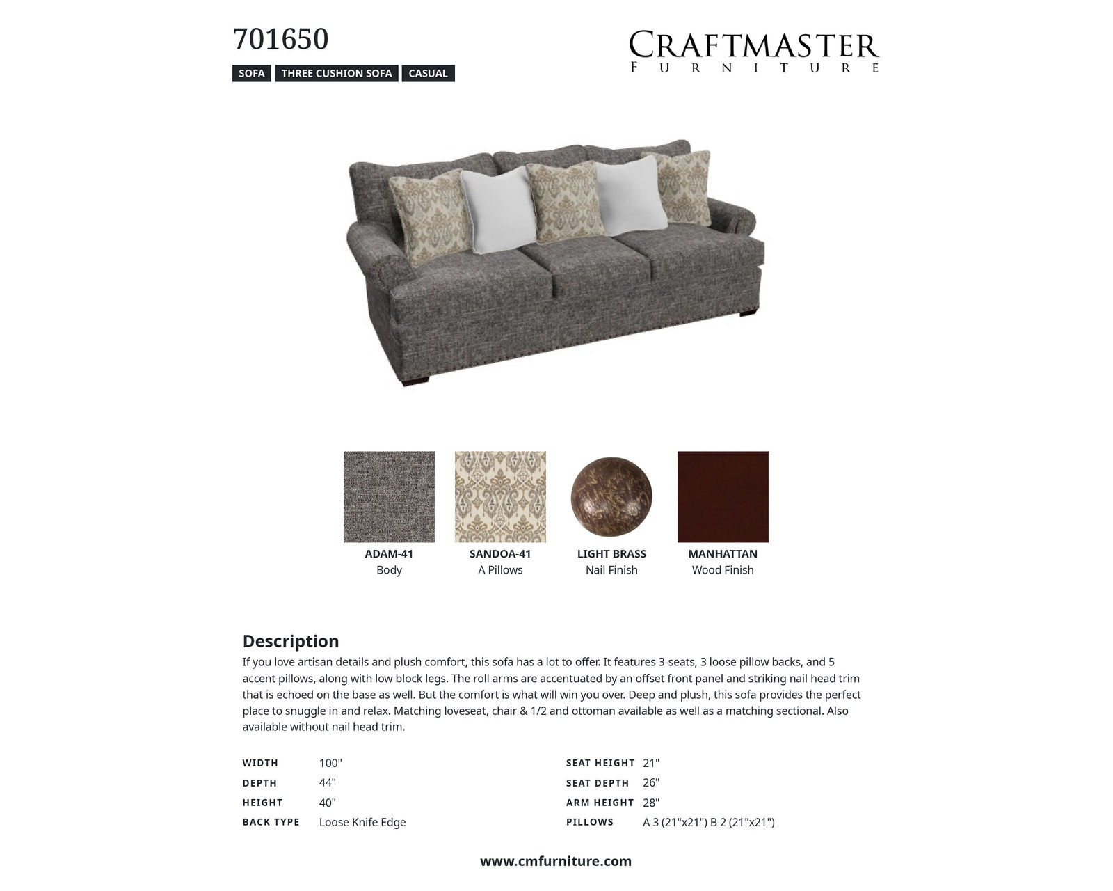 Galveston 7016 Sofa (100") - IN STOCK