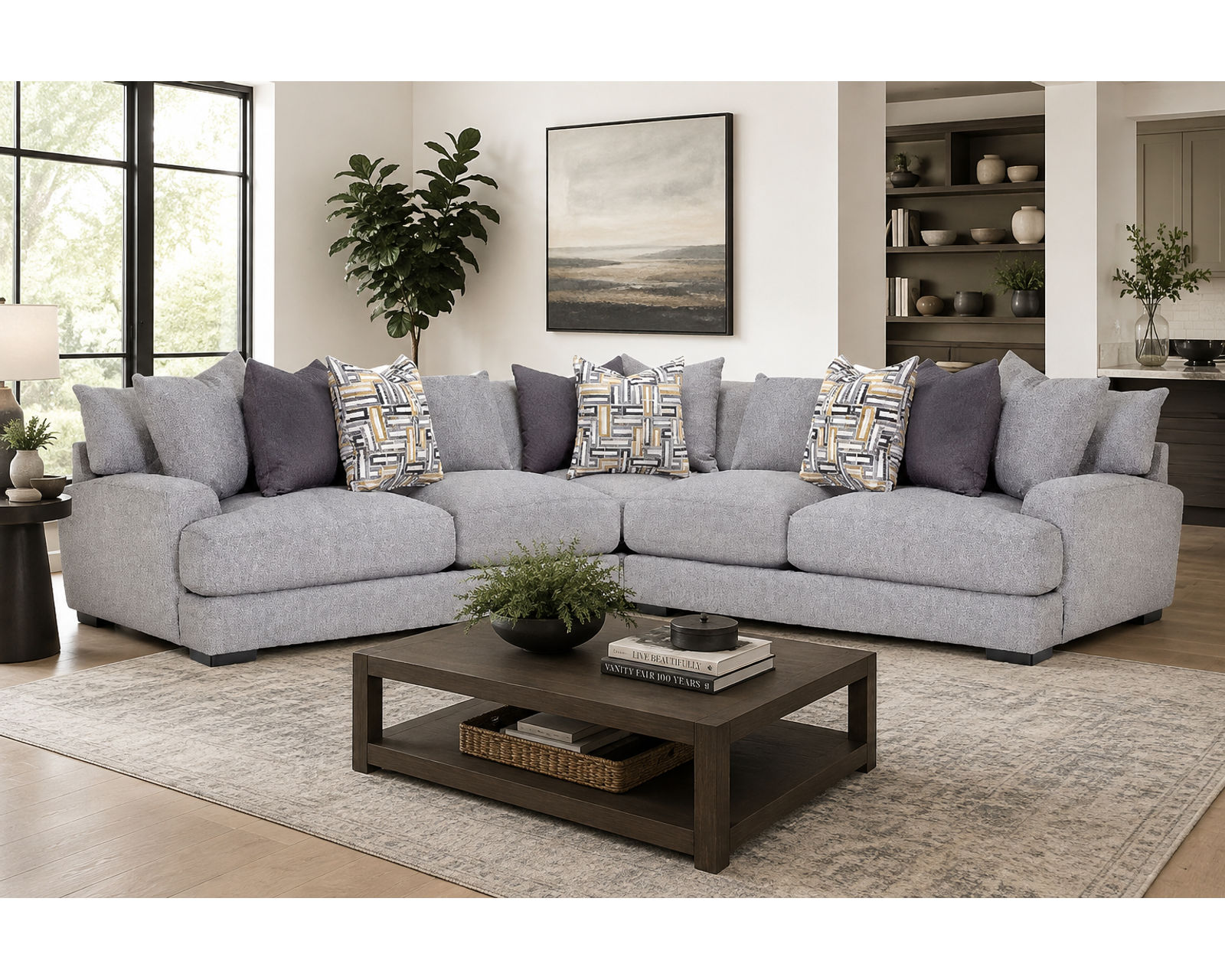 Brentwood 115" x 115" Three Piece Sectional (Contemporary Scale. Sink-In Comfort) - A Designer Room. A Comfortable Price.