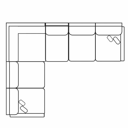 Layout D: Four Piece Sectional. 92" x 119" (Two USB chargers)
