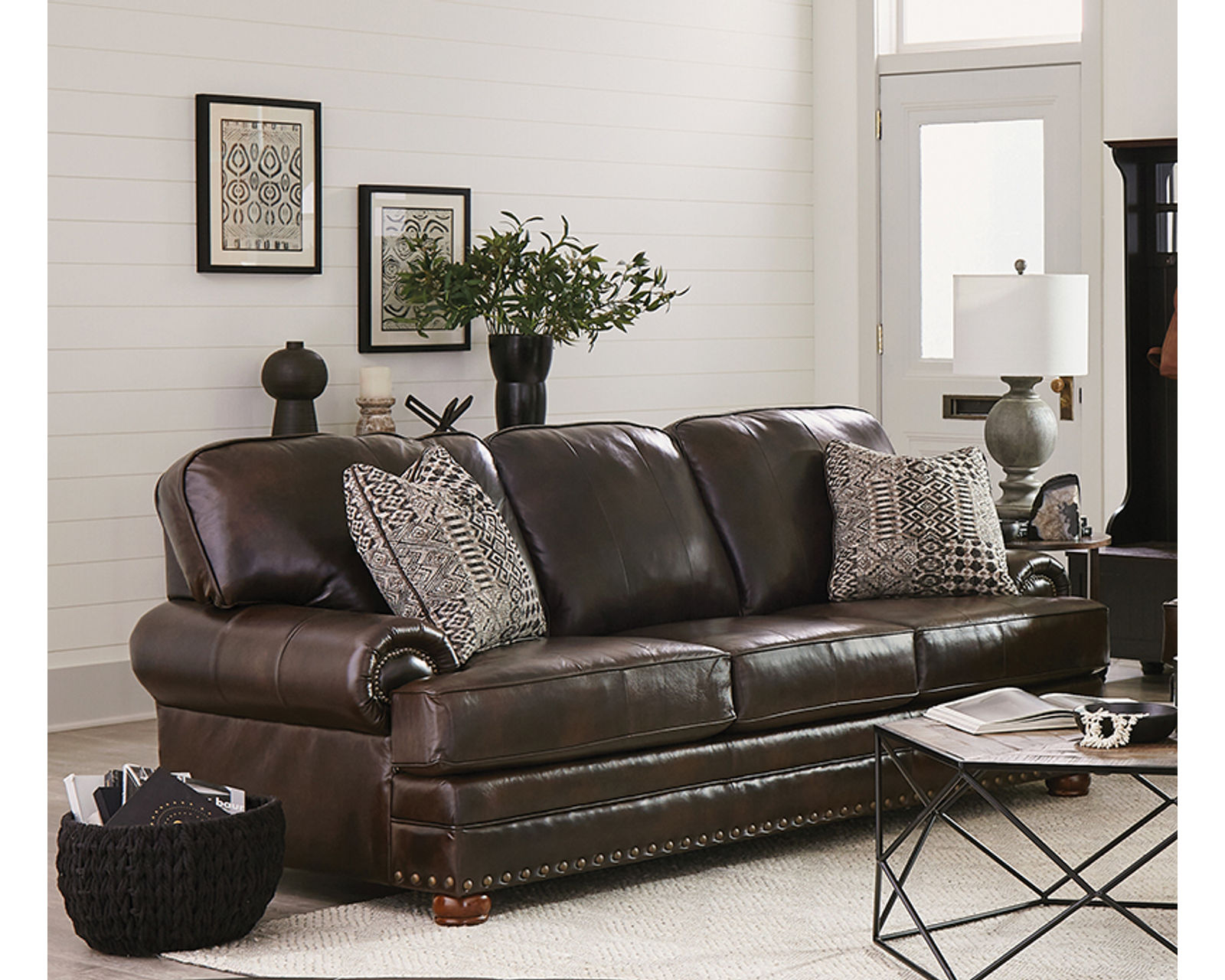Roberto 94" Top Grain Leather Touch Sofa (Includes Pillows) In stock - Roberto 94" Leather Sofa