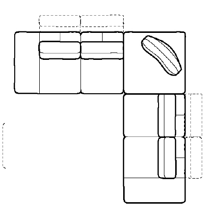 Layout J: Four Piece Sectional 130" x 130"