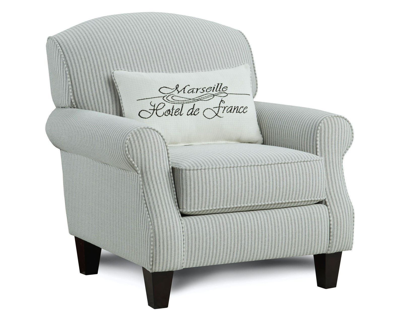 Dizzy Iron 88" Sofa (includes pillows) - Ticking Stripe Ebony Accent Chair