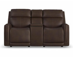 Alister 71" Leather Power Gliding Loveseat with Console, Power Headrests &amp; Lumbar (3+ colors) in stock