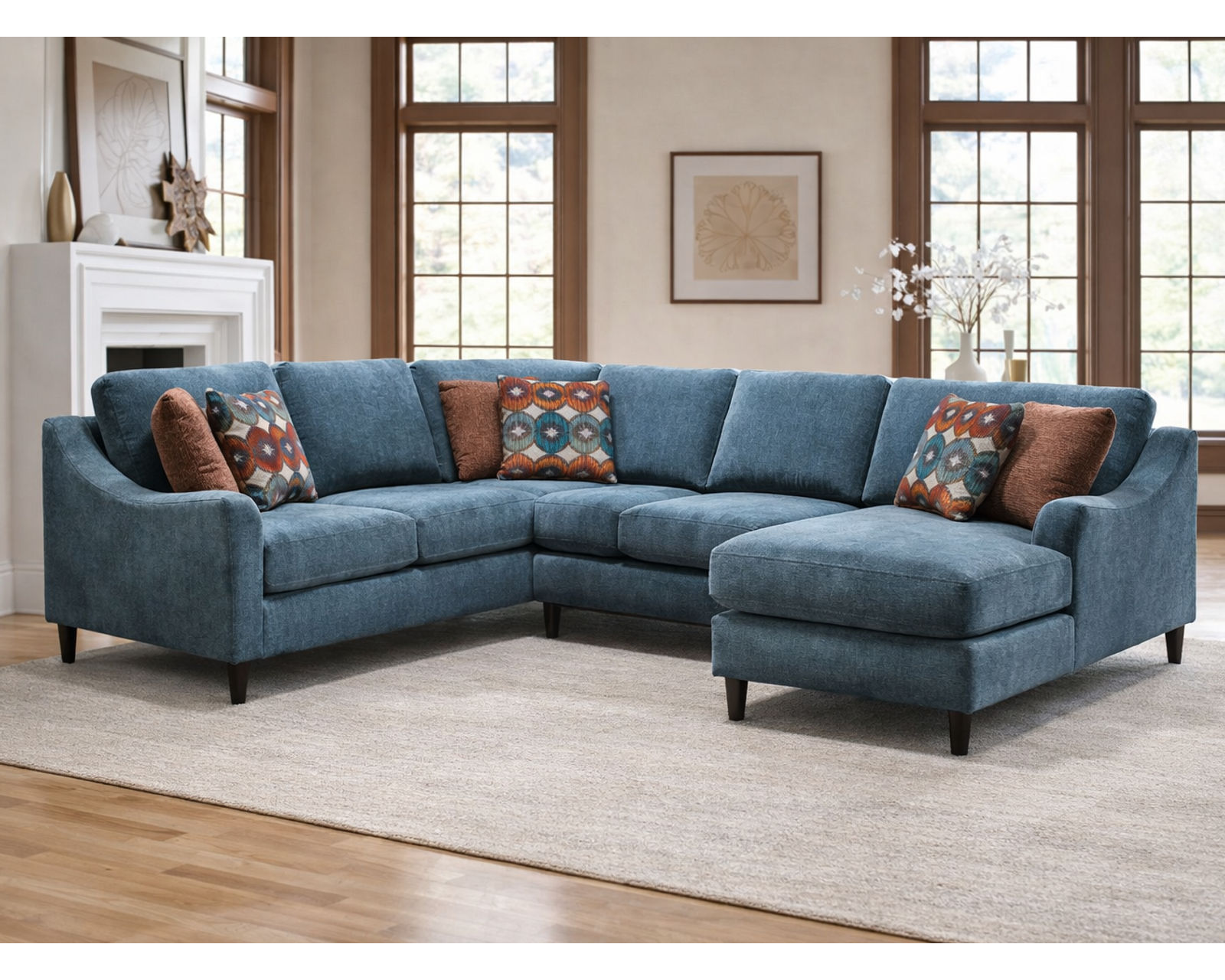 Kinley Stationary Sectional  (+101 Standard and Performance Fabrics) - Layout F: Three Piece Sectional 98" x 126"