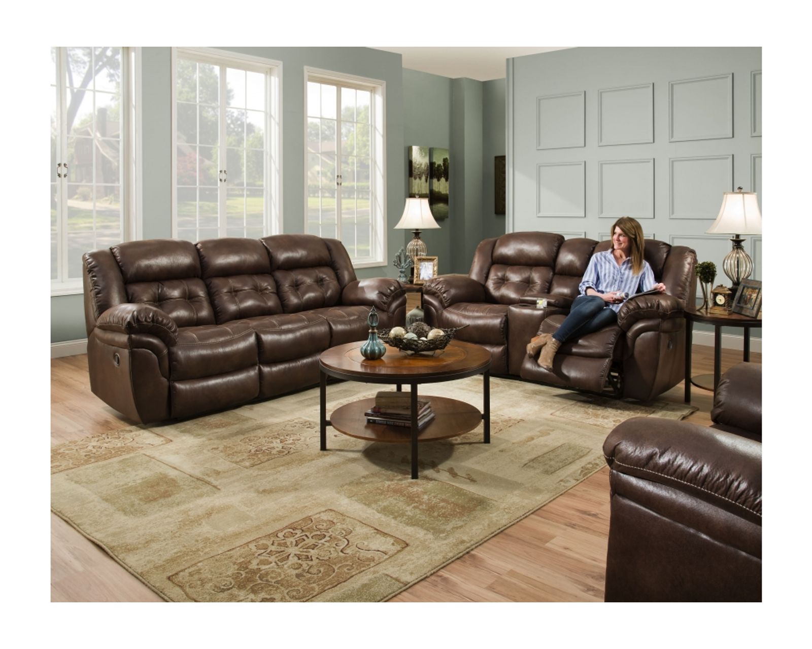 Haven 81" Reclining Console Loveseat Espress (In stock) - Haven 81" Reclining Console Loveseat