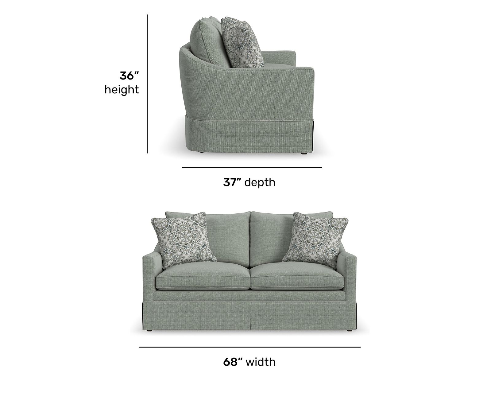 Eleanora 85" or 98" Skirted Sofa (+90 fabrics) 7572 - Furniture Built to Stand the Test of Time.