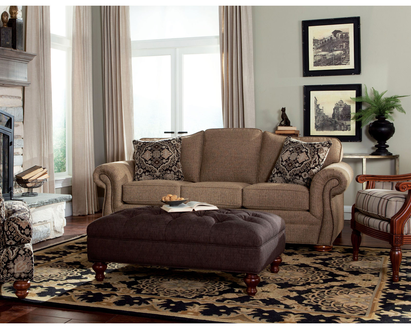 Conway 92" Sofa (+100 performance fabrics) 2685 - Customize the wood finish in 10 different colors