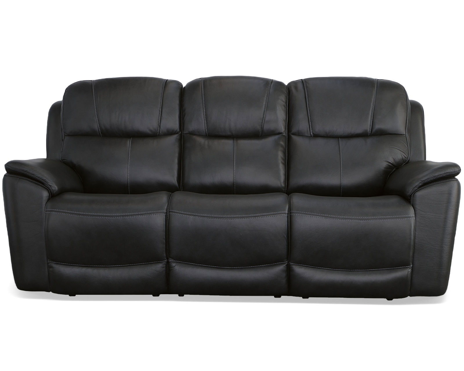 Crew Power Reclining Sofa with Power Headrests & Lumbar (Black leather) 89" - in stock