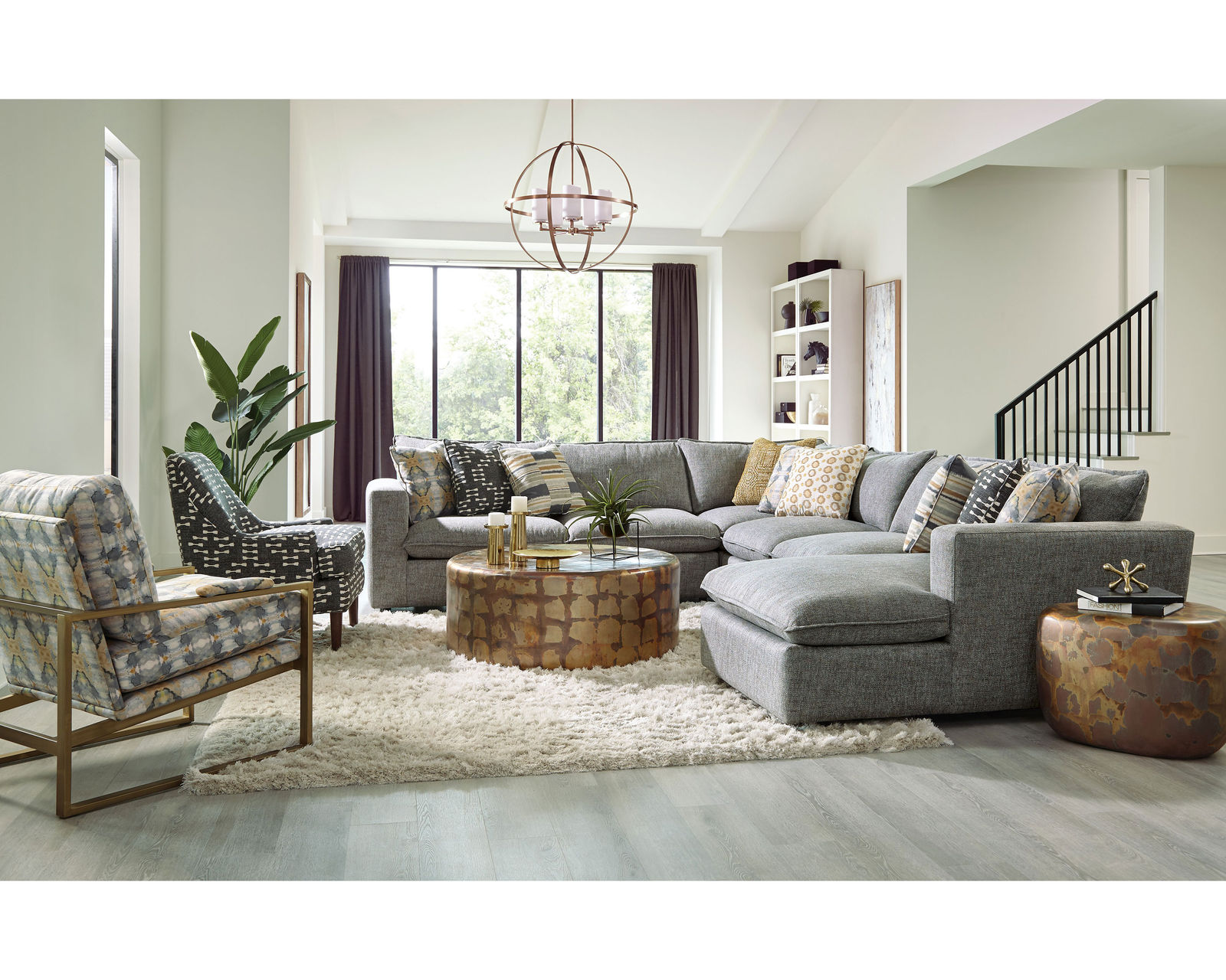 Bowie 7127 Modular Sectional (+100 performance fabrics) - Layout M: Five Piece Sectional 118" x 154" x 64"
