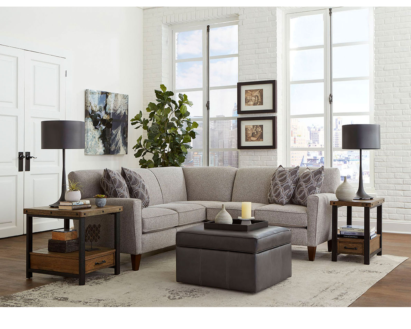 Collegedale Stationary Sectional  (+100 Standard and Performance Fabrics) - Layout E: Two Piece Sectional 85" x 86" 