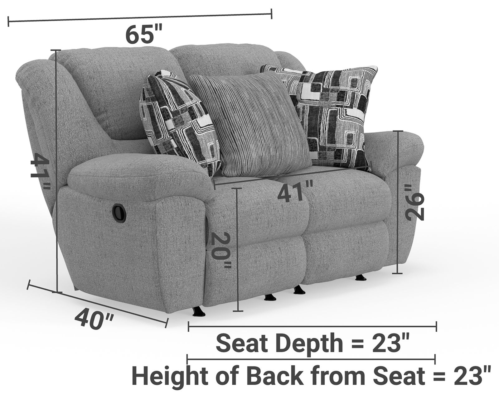 Trifecta 165 Triple Reclining Sofa with Drop Down Table (+2 colors) 90" - Loveseat Dimensions