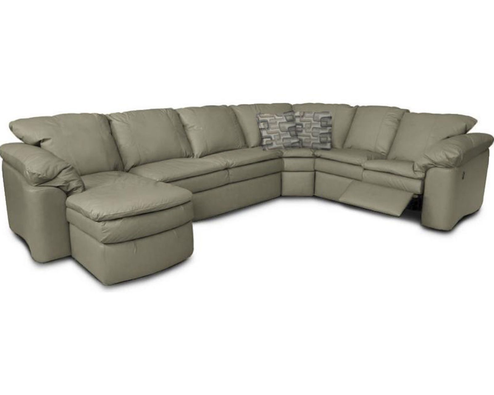 Lackawanna 7300L Leather Reclining Sectional (7 Top-Grain Leather Choices) - Layout F: Five Piece Reclining Sectional 148" x 105" (2 recliners)