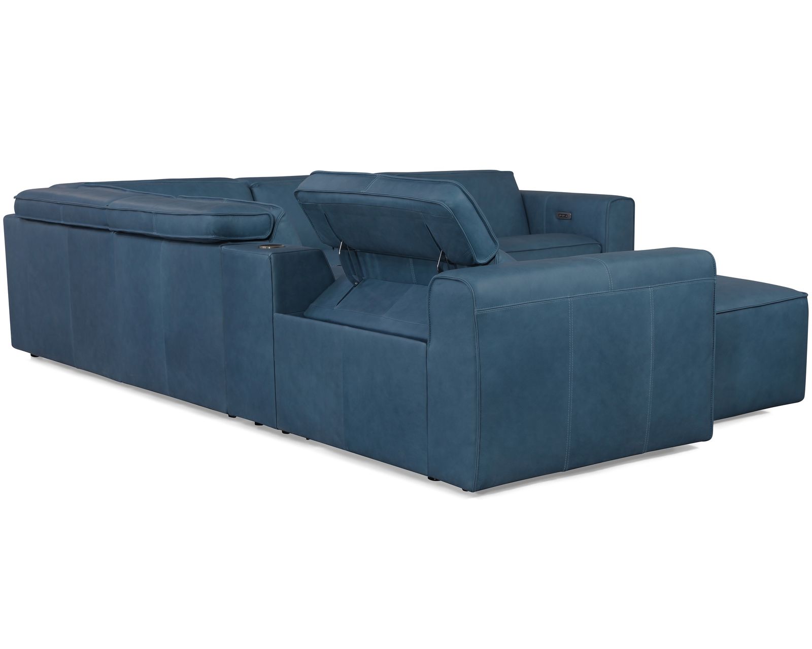 Colton 44007 Power Headrest Power Reclining Sectional (+100 leathers) - Layout F: Six Piece Chaise Reclining Sectional 62" x 135" x 122"