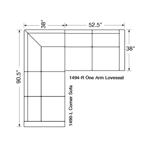 Layout A: Two Piece Sectional (90.5" x 90.5)