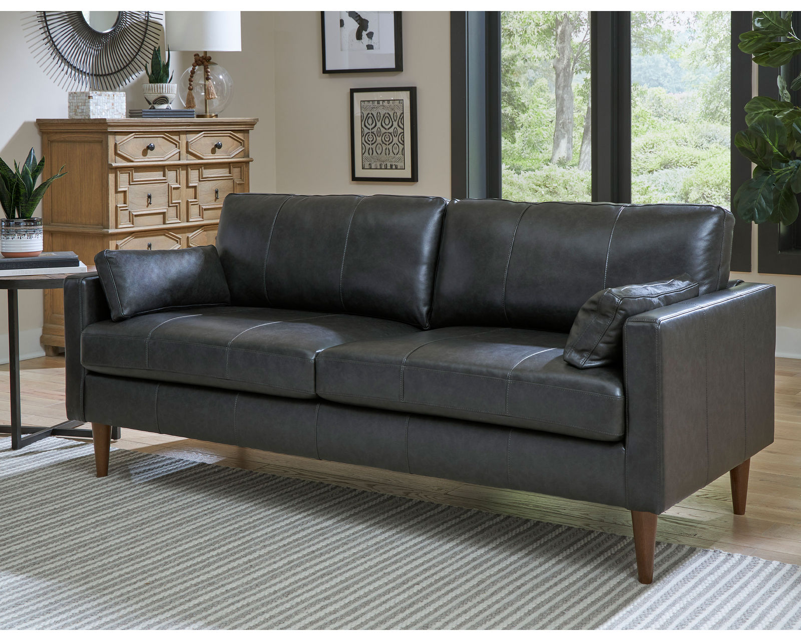 Trafton Leather Chair (+3 colors) - Trafton Leather Sofa  in Charcoal