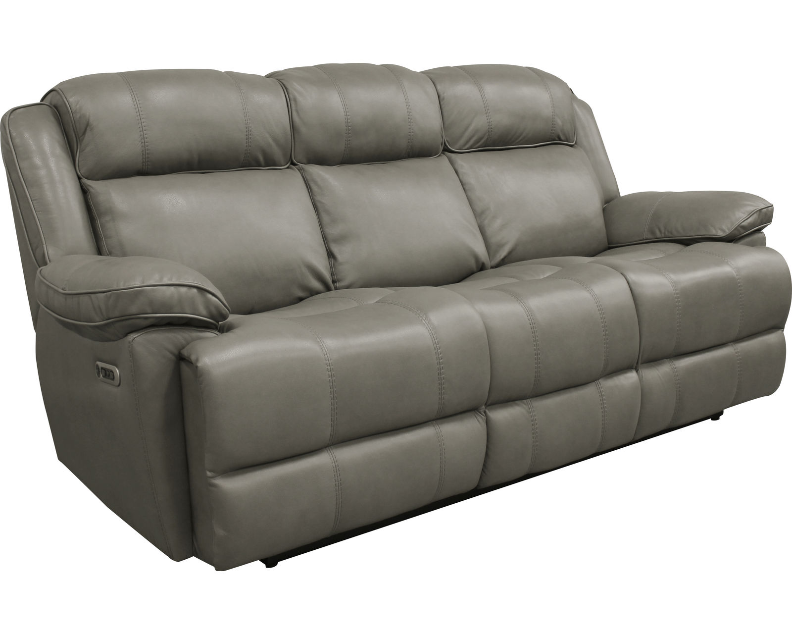 Eclipse Leather Power Headrest Power Recliner Heron (In stock - Fast shipping) - Eclipse Power Headrest Power Reclining Sofa
