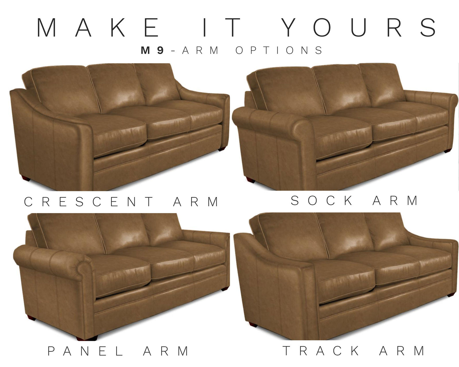 L9 Leather Sleeper Sectional (+40 colors) Make it Yours - Four different arms available