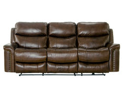Ceretti 87" Italian Leather Brass Nail Head Power Reclining Sofa