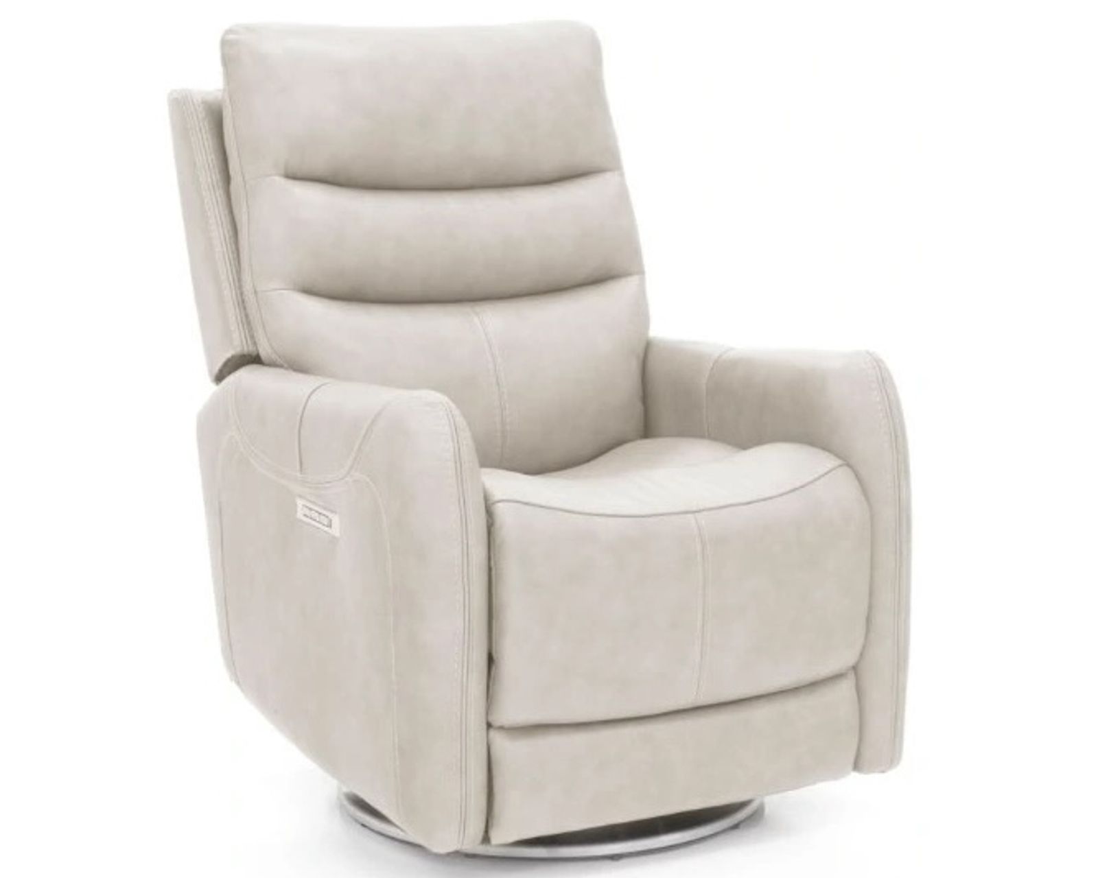 San Marco Swivel Recliner w/Power Recline, Power Head Rest & Power Lumbar (Lay Flat) - Dove (In stock)
