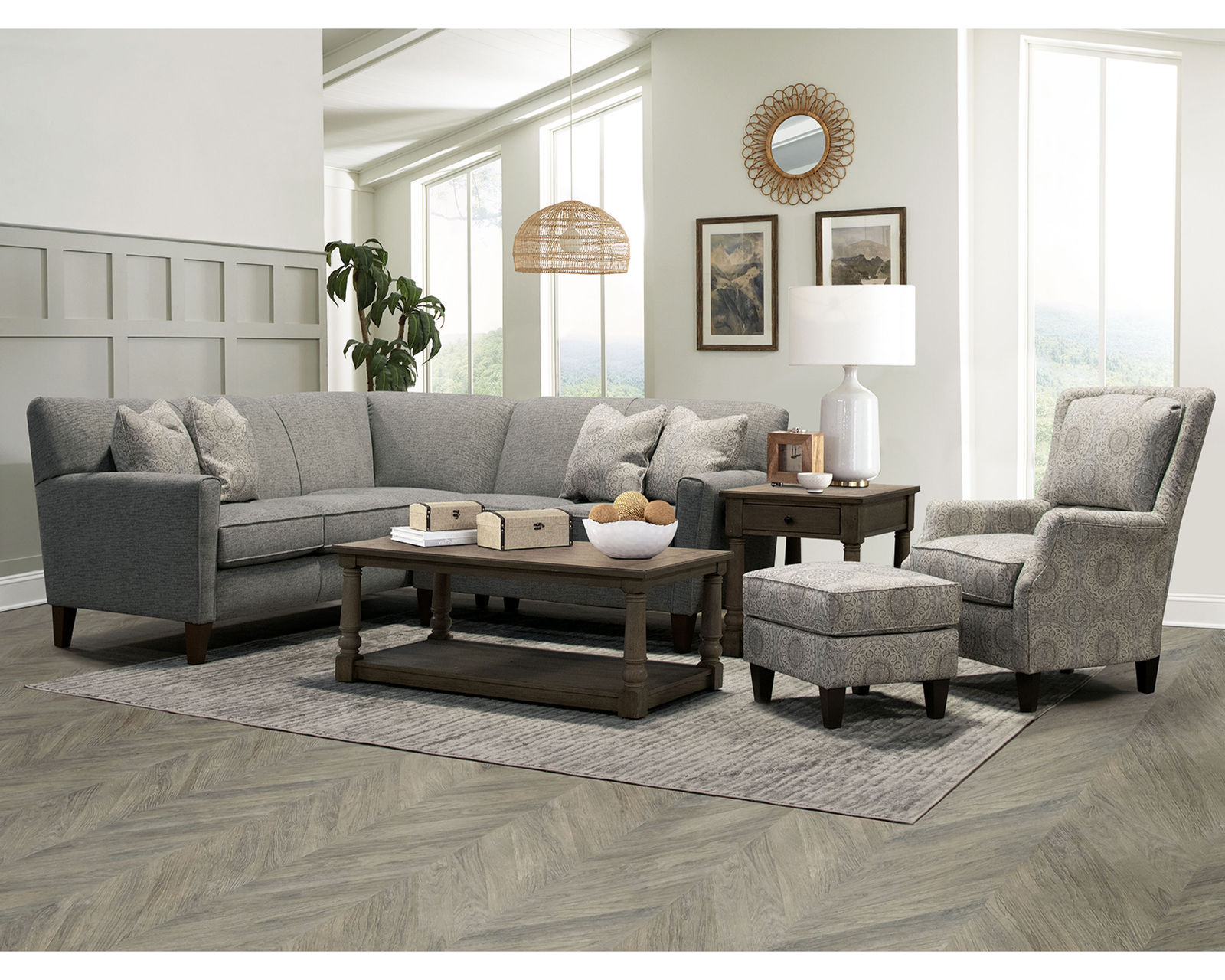 Collegedale Stationary Sectional  (+100 Standard and Performance Fabrics) - Layout E: Two Piece Sectional 85" x 86" 
