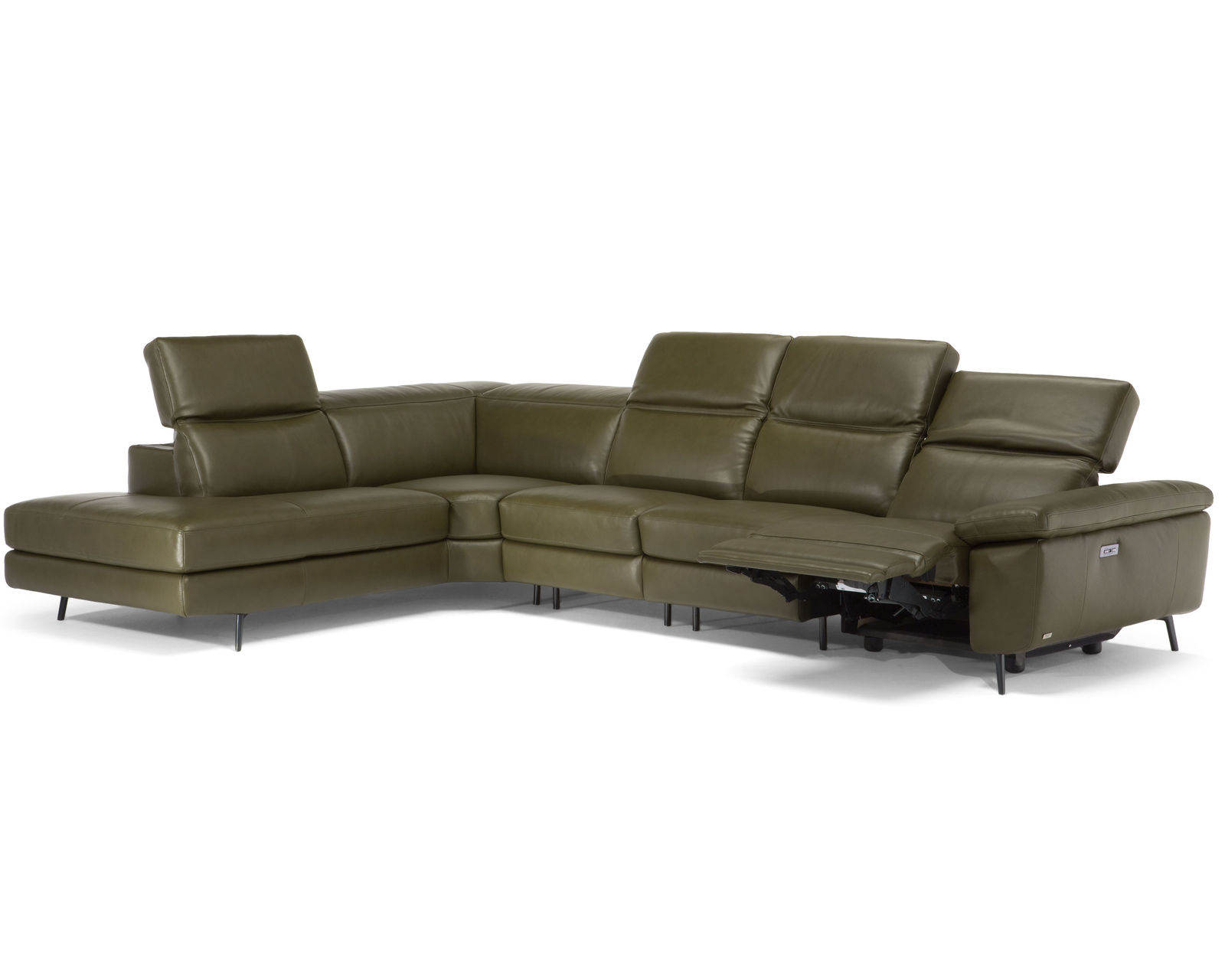 Coro C217 Power Headrest Power Reclining Sectional (+50 leathers) - Layout F: Three Piece Reclining Sectional 94" x 142": Wide selection of leathers available