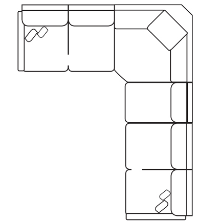 Layout E: Four Piece Sectional 105" x 129"