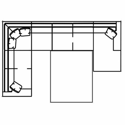 Layout K: Four Piece Armless Sleeper Sectional 97" x 160" x 65" (Size varies due to arm selection)