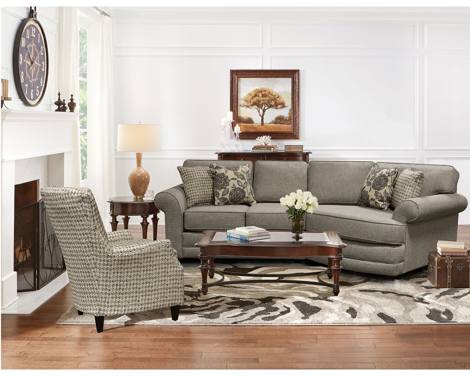 Brantley Stationary Sectional  (+100 Standard and Performance Fabrics) - Includes the Brantley 5630-28 LAF Loveseat and Brantley 5630-95 RAF Cuddler