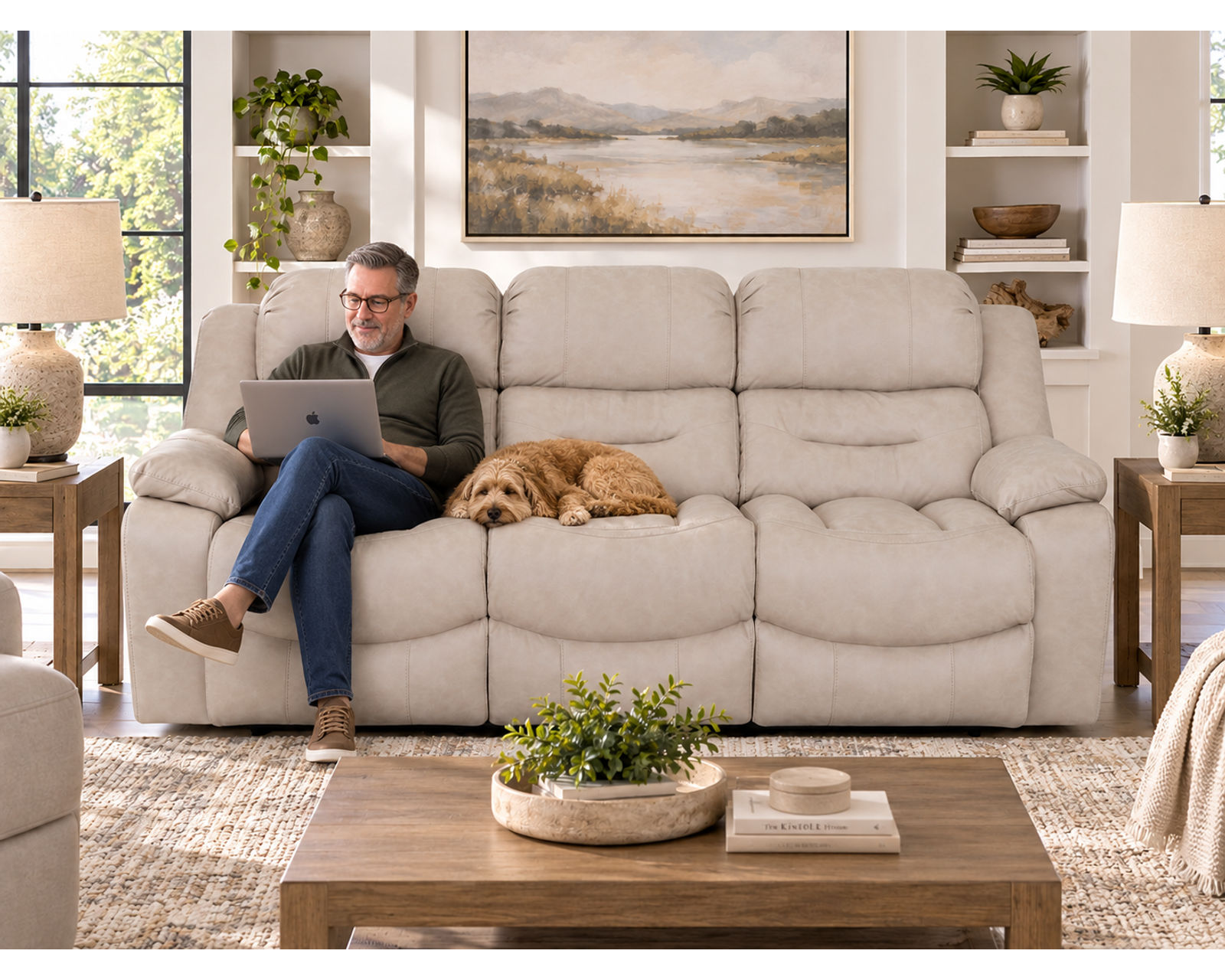 Decker 91.5" Reclining Sofa Slate (Best-Selling Comfort. Built for Real Life.) - Power Recline with USB Charging Available