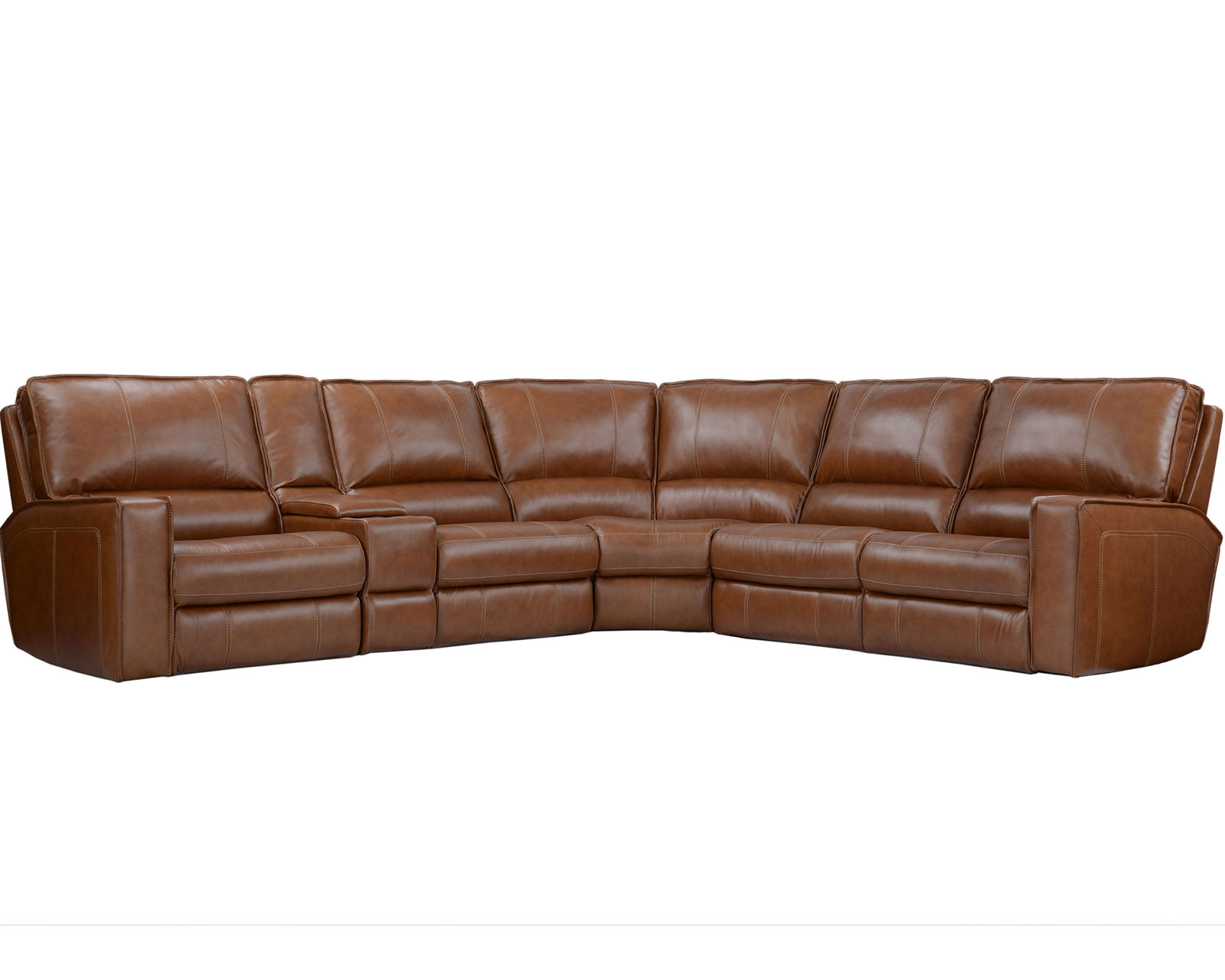 Rockford Top Grain Leather Power Headrest Power Reclining Sectional Saddle (In stock - Fast shipping)