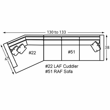 Layout C: Two Piece Sectional  130" Wide (Size varies due to arm selection)