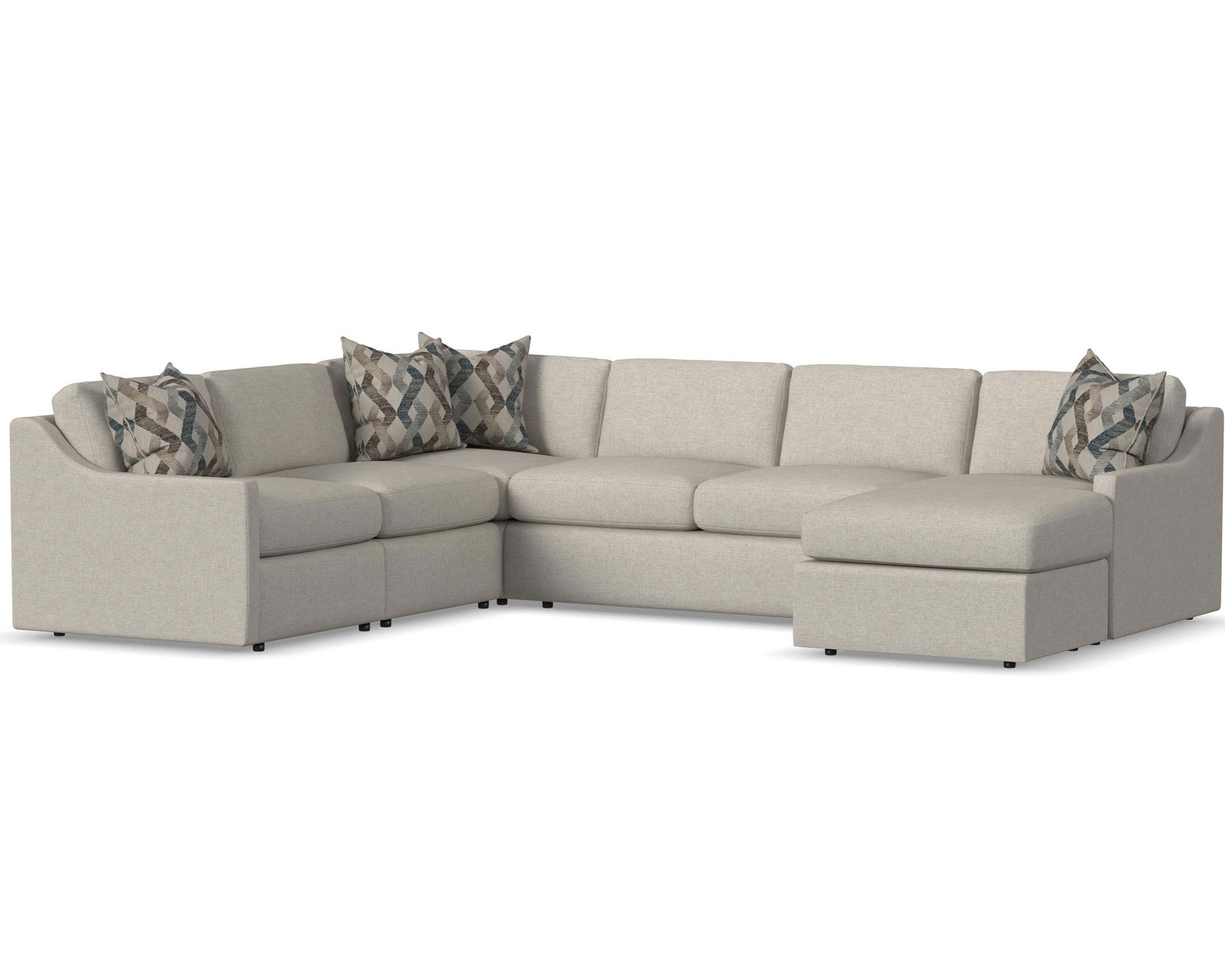 Sky 5510 Sectional (hypoallergenic down-like cushion) +100 fabric - Layout E: Five Piece Sectional 104" x 134" x 65"