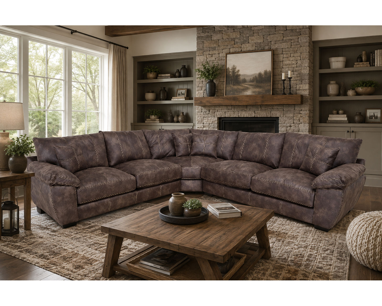 Teagan 840 Three Piece Sectional (Best-Selling Comfort. Leather-Like Style) - The Designer Look—Without the Designer Budget.