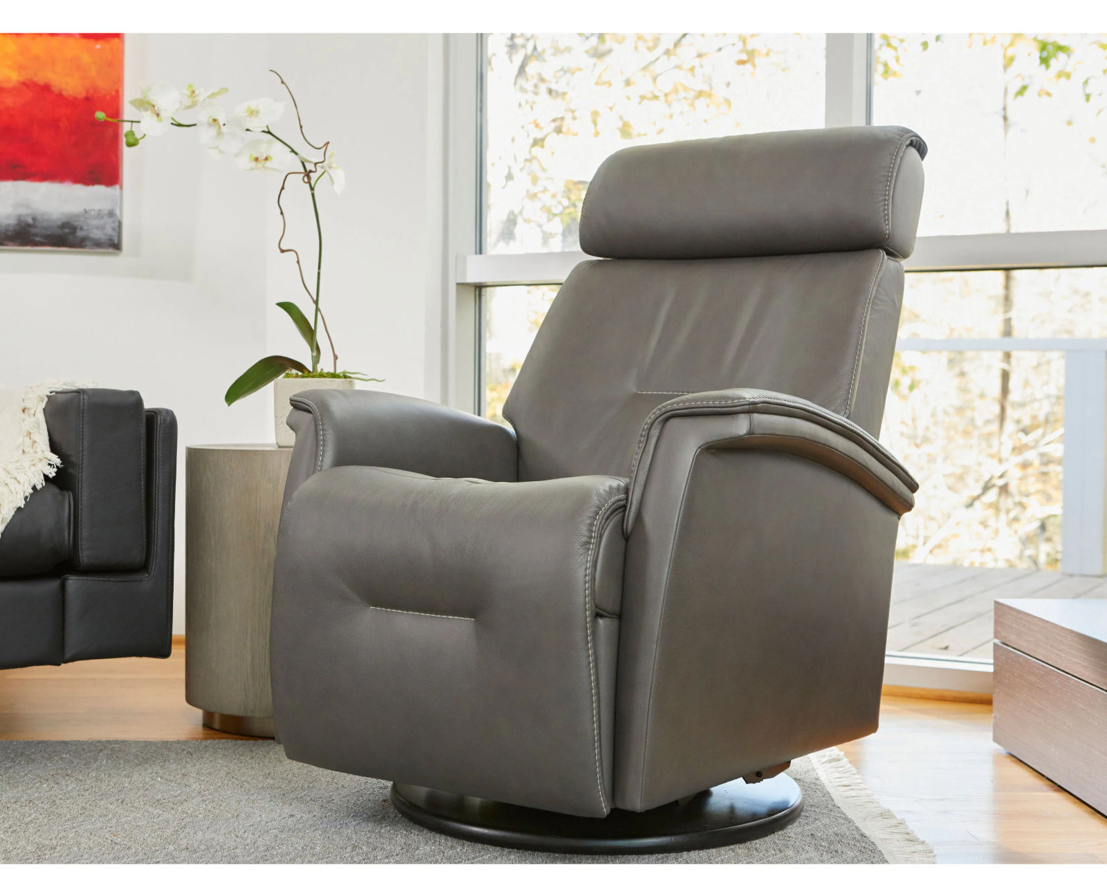 Rome Triple Power Swivel Glider Recliner Graphite (In stock - Fast shipping) - Rome Power Headrest - Lumbar - Recline Swivel Glider Recliner Graphite (In stock - Fast shipping)