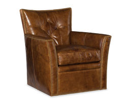 Conner Leather Swivel Club Chair (Brown) In stock