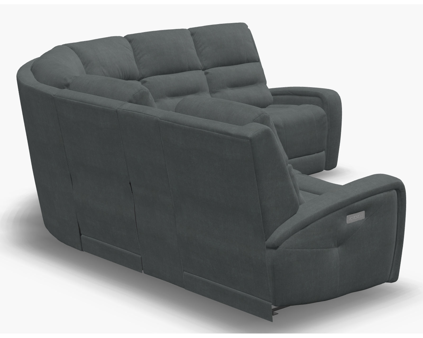 Washington 41067 Power Headrest Power Reclining Sectional (+50 fabrics) - Layout D: Six Piece Sectional 120" x 107" (3 recliners)