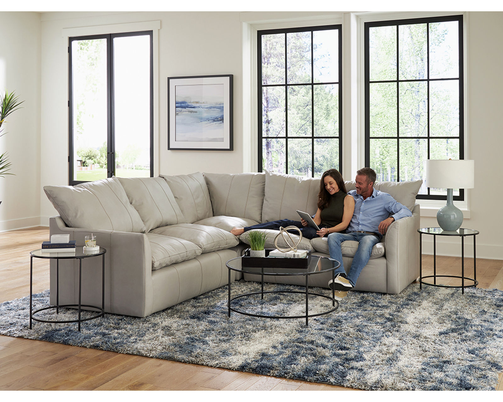 Ciampino Top Grain Modular Leather Sectional (exceptional comfort)