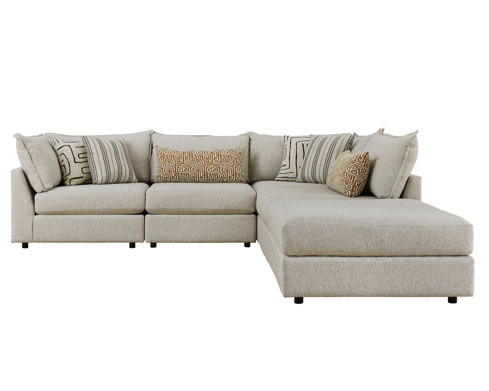Durango Pewter Five Piece Sectional (Includes pillows) - performance fabric (123" x 123")