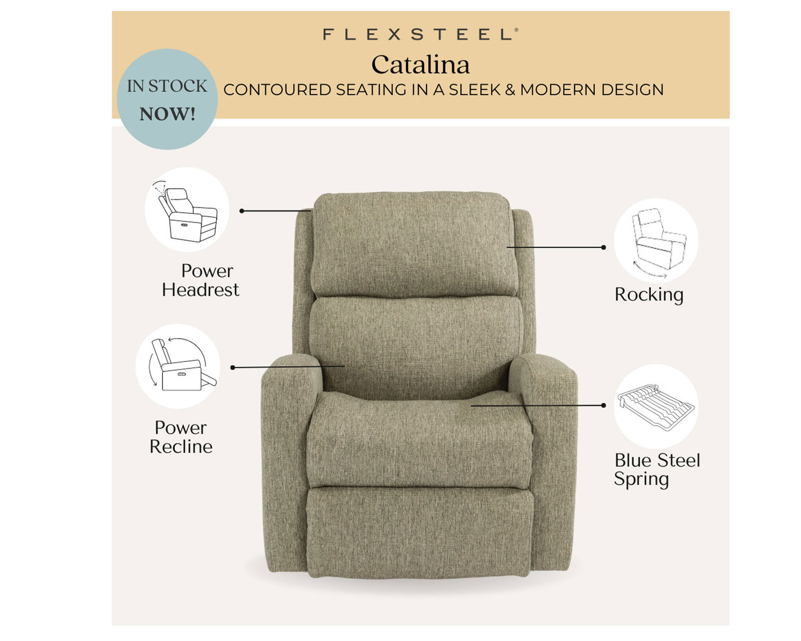 Catalina Power Headrest Power Reclining Sofa (In stock) - Catalina Power Headrest Power Rocking Recliner (in stock)