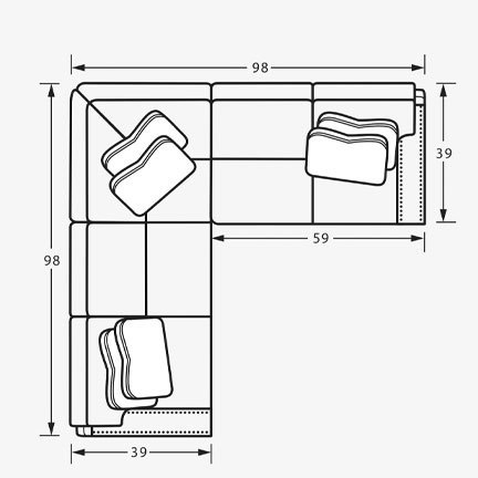 Layout A: Two Piece Sectional 98" x 98"