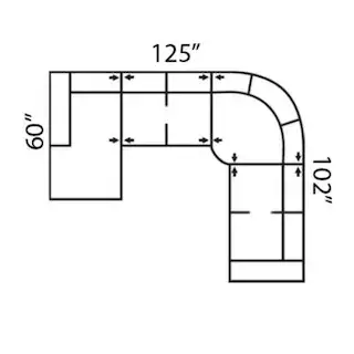 Layout G: Four Piece Sectional 60" x 125" x 102"