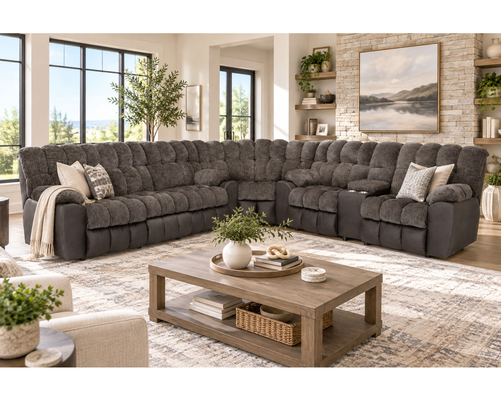 Westwood 341 Three-Piece Reclining Sectional (Big Comfort. Built-In Convenience. Made for the Whole Family) 4 recliners - Westwood — Recline. Settle In. Enjoy the Show.