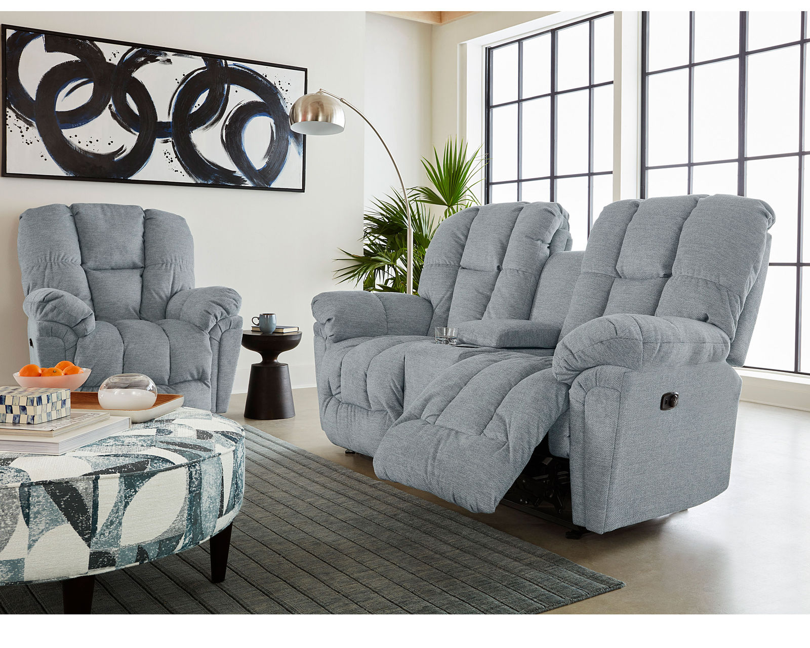 Lucas Double Reclining Sofa (+100 fabrics) 87" - Lucas Double Reclining Console Loveseat (Rocker Reclining Console Loveseat Availabled