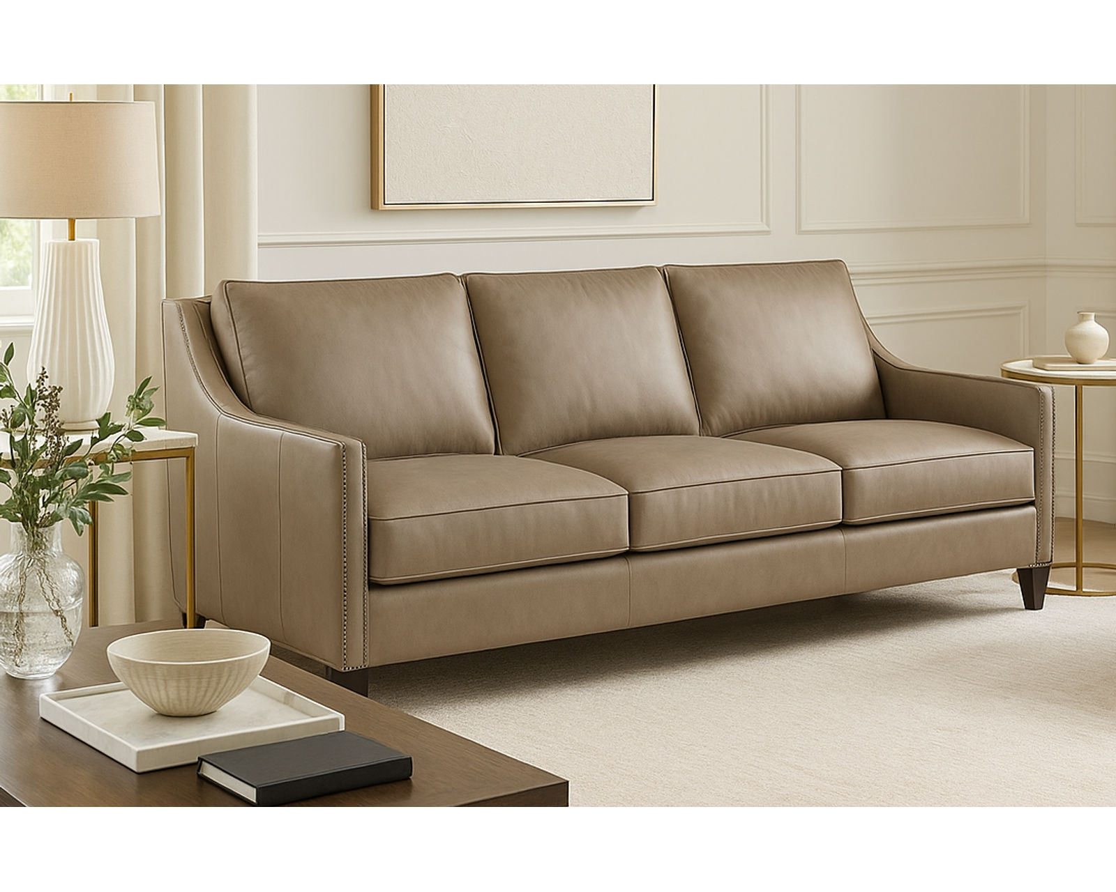 Bradington Young Christopher 318 Sofa (12 leathers) 8-Way Hand Tie - Christopher Stationary Sofa 8-Way Hand Tie