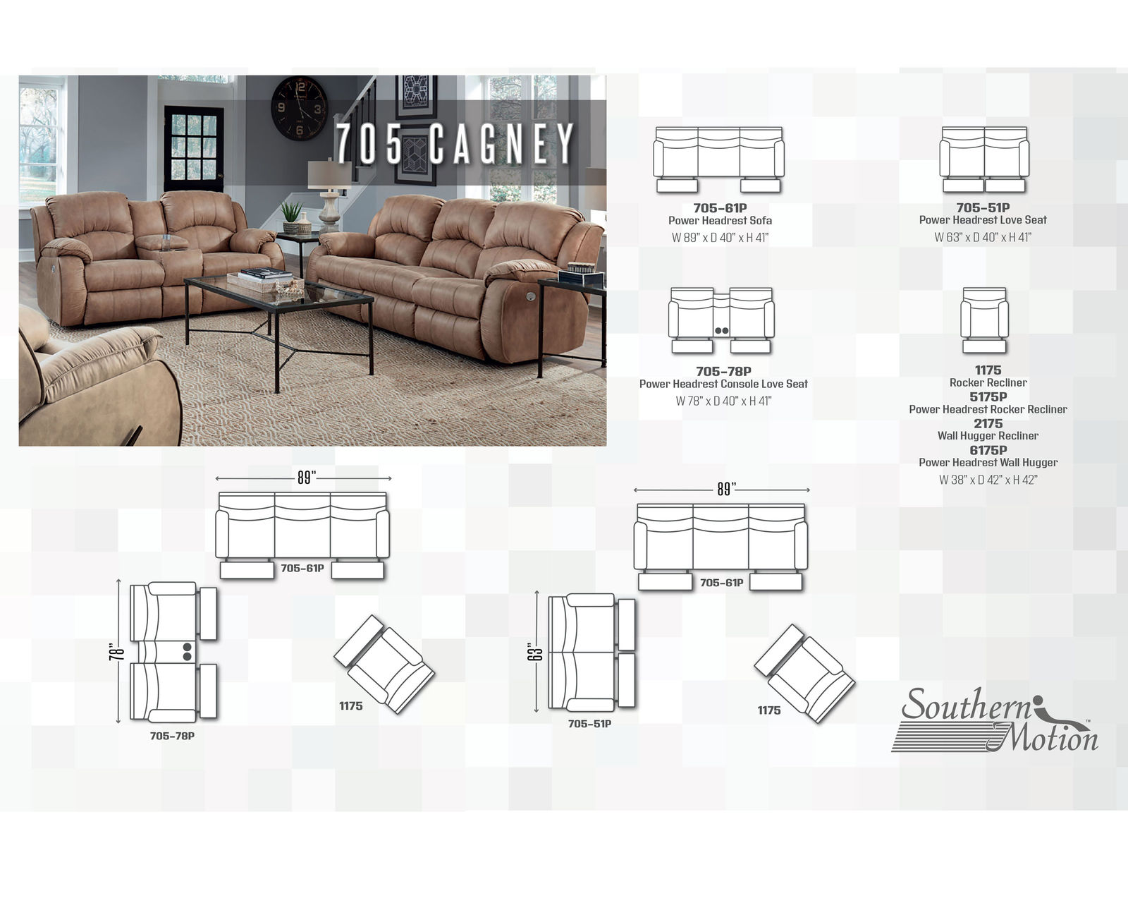Cagney 89" Power Headrest Power Reclining Sofa (+150 fabrics and leathers) - Cagney Pieces Available