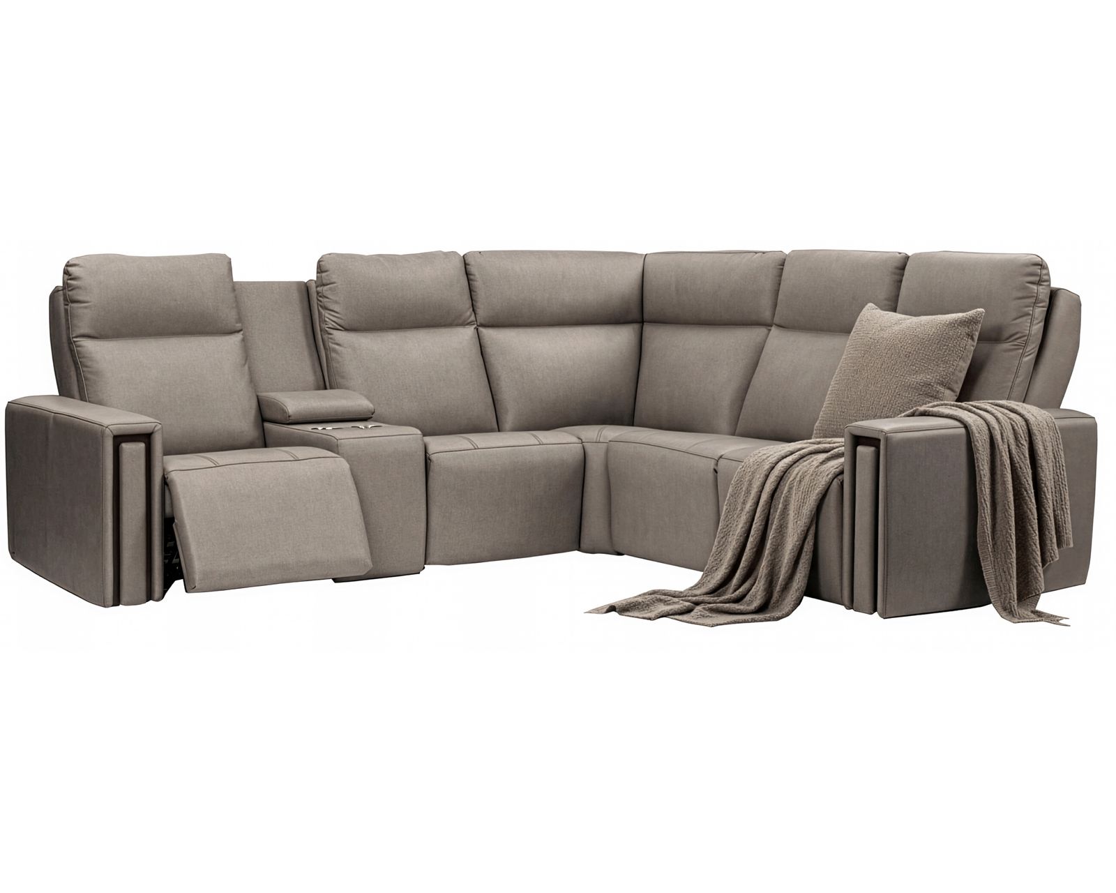 Evelyn 2012 Reclining Sectional (standard and wide seat widths) +140 leathers - Layout C: Six Piece Reclining Sectional 105" x 92" (three recliners)