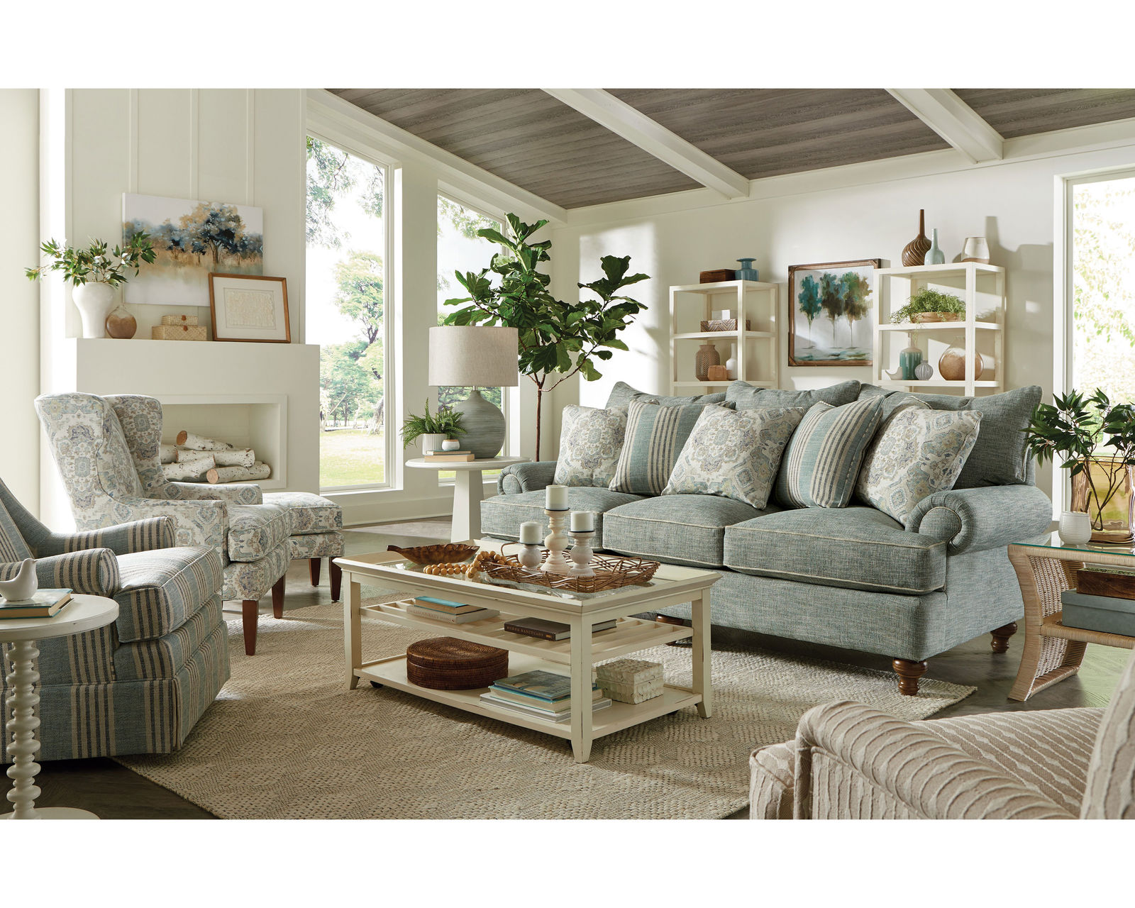 Laurens 100" Transitional Sofa (Performance fabrics) P711750BD - Buy the sofa or enjoy the entire room