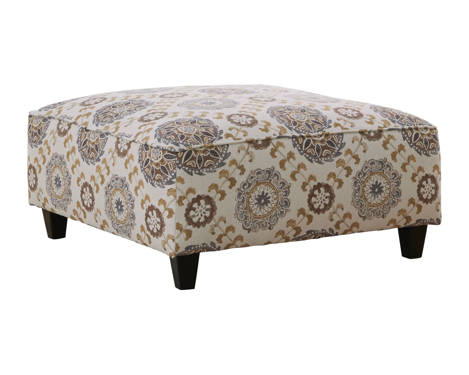 Crossroads Mink 98" Sofa (includes pillows) - Quintero Mineral 38" Square Cocktail Ottoman